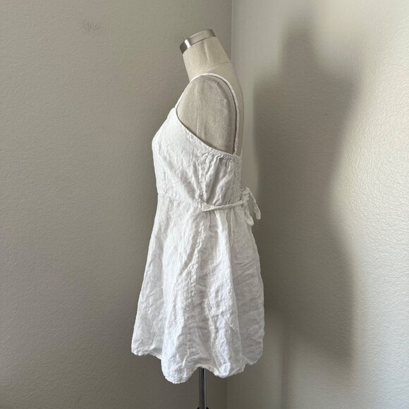 Modamalfi A Line Mini Dresses Scoop Neck Sleeveless Minimalist White Linen Sz S - Picture 4 of 10
